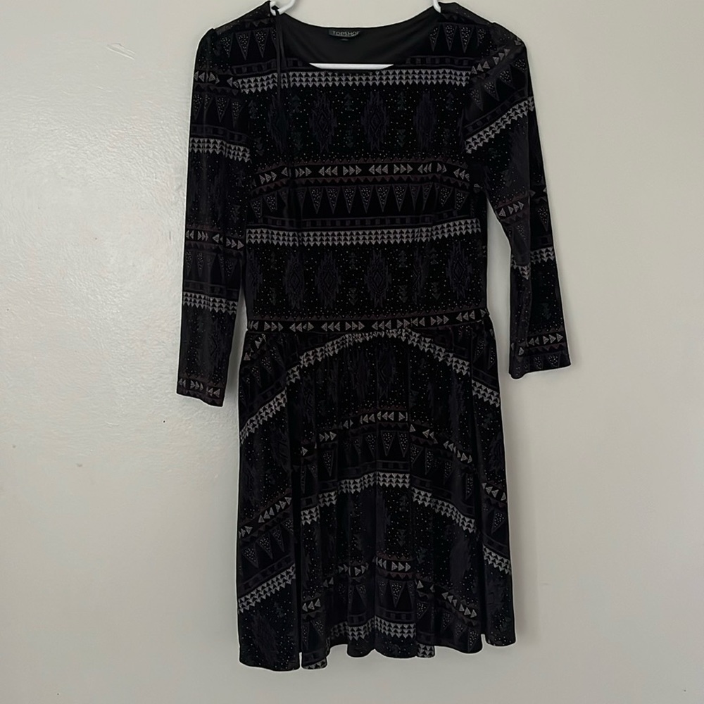 Black purple and green dress